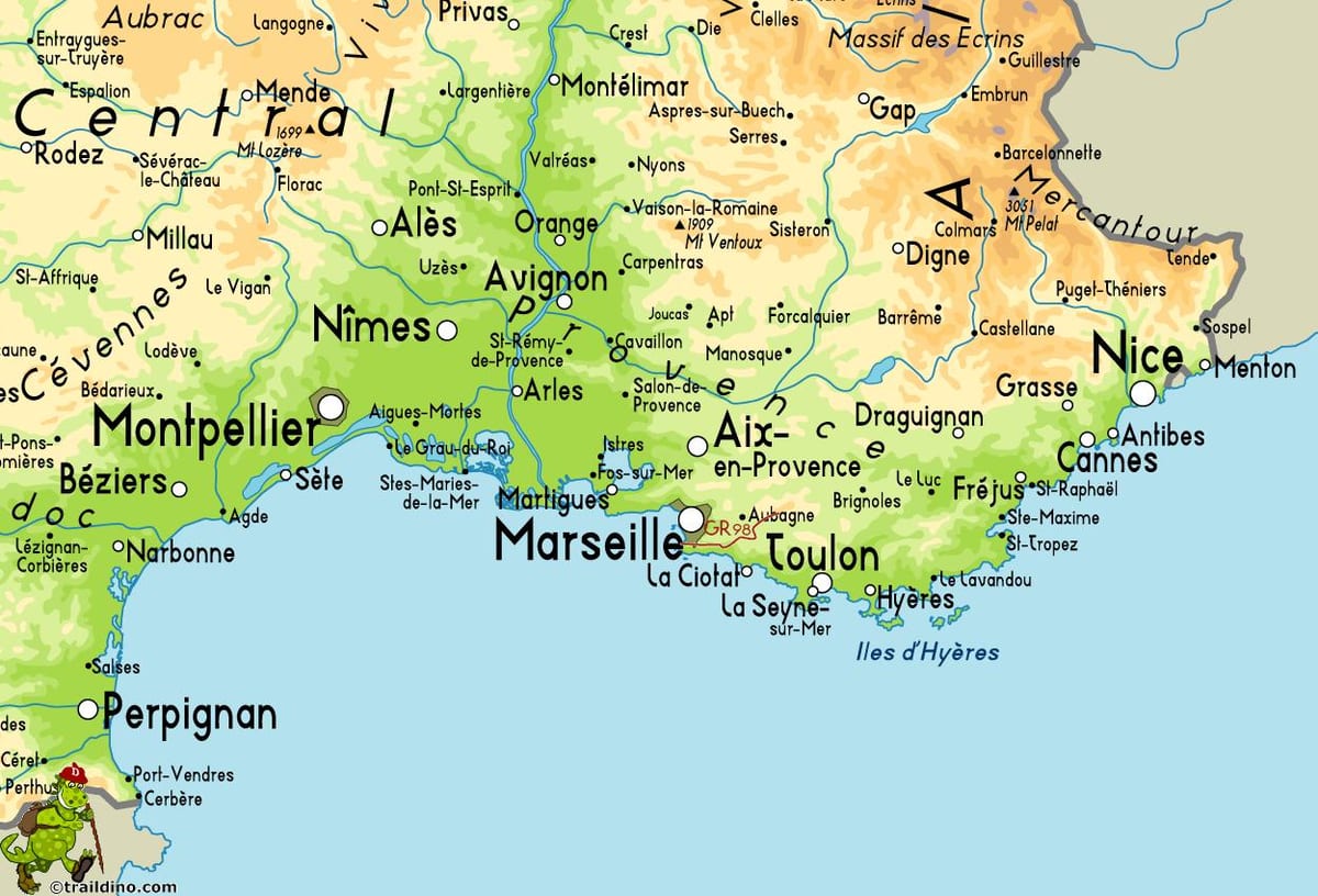 mapa Marseilla eta inguruetan