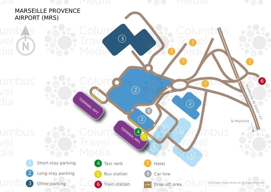 Marseilla aireportuko terminal mapa