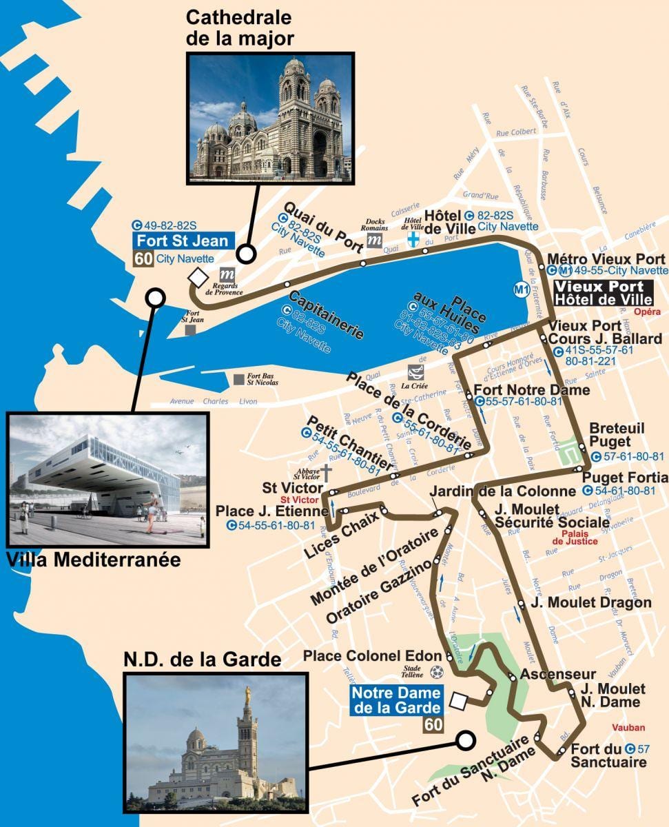 mapa Marseilla autobus 60 mapa