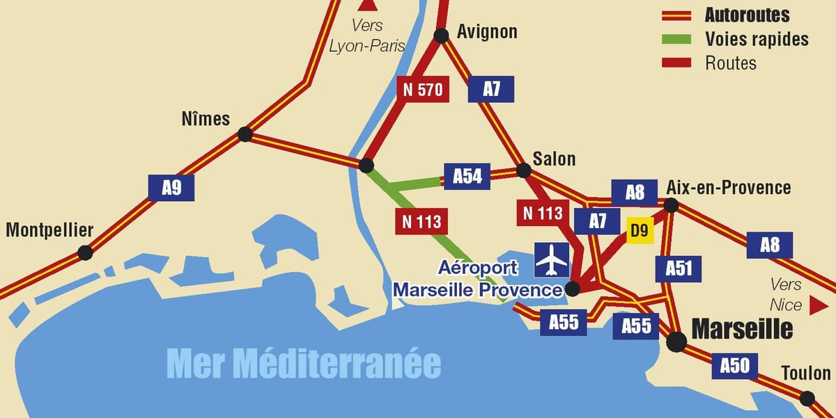 mapa Marseilla highway