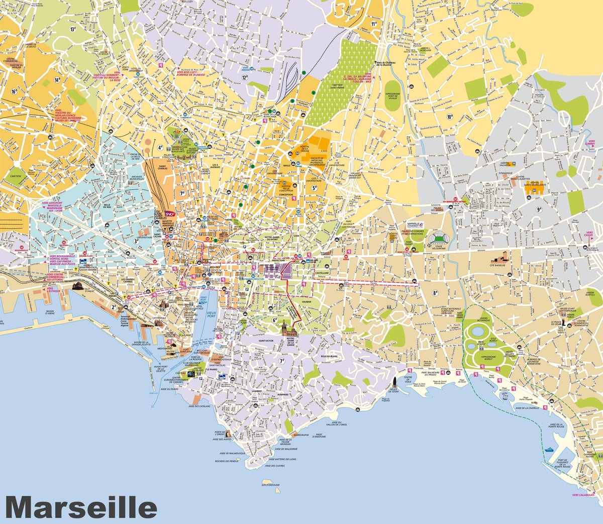 mapa Marseilla auzoan