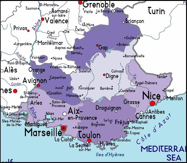 mapa Marseilla eskualdean