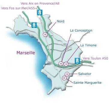 mapa Marseilla ospitalea