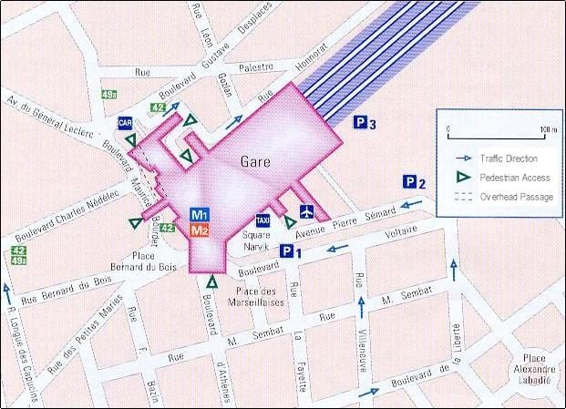 Marseilla tren geltokia mapa